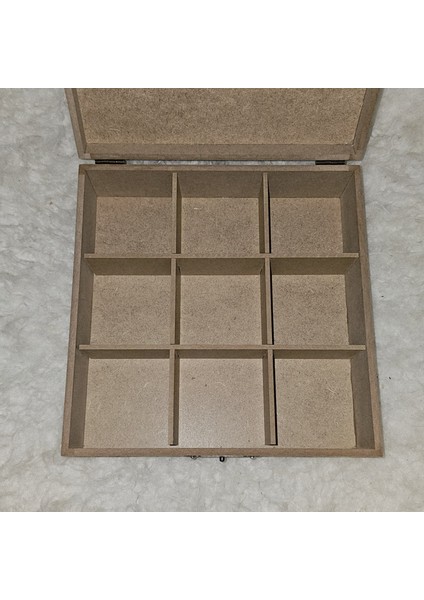 Ahşap Kare 9 Bölmeli Takı Saat Aksesuar Kutusu Hobi Ham Boyanabilir Mdf Saklama Kutusu modelleri