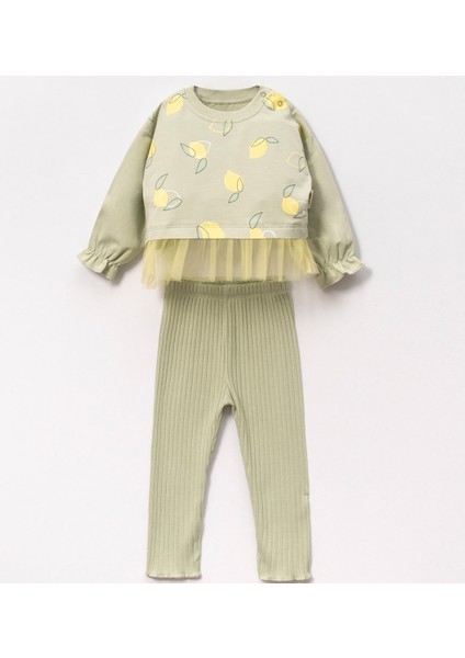 Limon Desenli Tütü Etekli Kız Bebek Ikili Takım