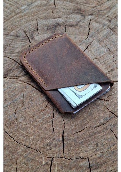 Siyah Kartlık Isme Özel Dikey Pratik Tasarım Deri Ince Kartlık