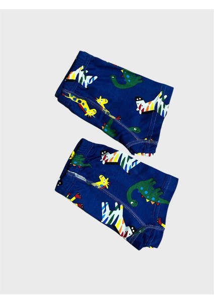 Erkek Çocuk %100 Pamuklu Lacivert Zebra Desenli 2li Boxer