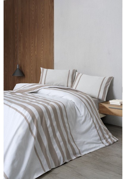 %100 Pamuk Çizgili Çift Kişilik Nevresim Takımı (200X220CM)