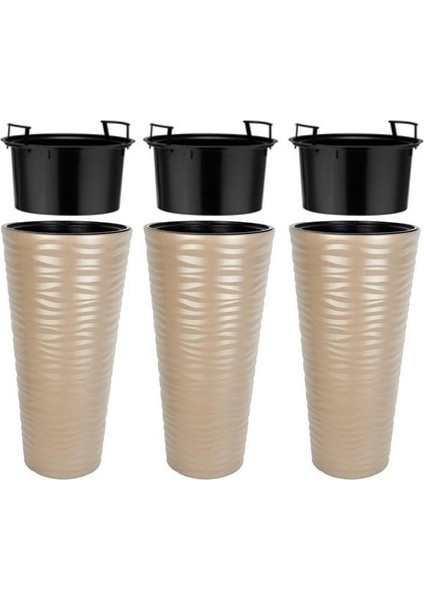 So-Kvt3 Kumsal Vazo Saksı Takımı 128 Litre Mocha 3 Adet