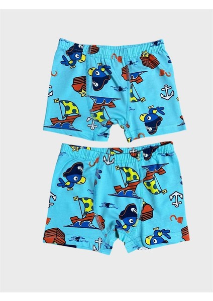 Erkek Çocuk %100 Pamuklu Mavi Yelken Desenli 2 Li Boxer fiyatları