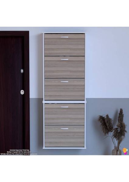VARBİ UMAY' 2 Li Asma Kapı Önü 72x193x26 5 Düşer Kapak 10 Bölmeli Ayakkabılık indirimleri