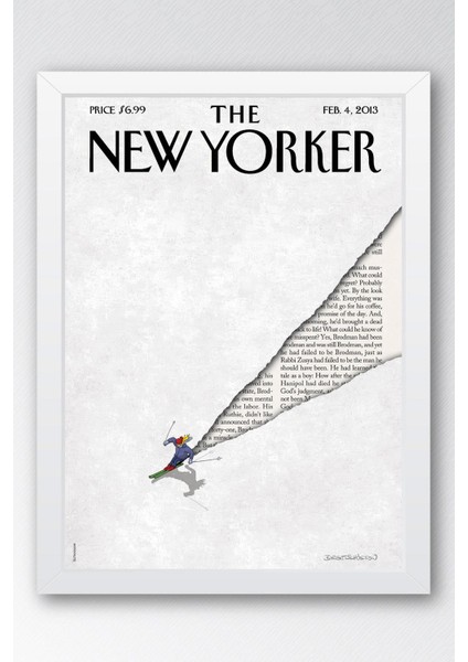 The New Yorker Çerçeveli Tablo February 4 2013 - Powder Day Kayakçı Tablosu