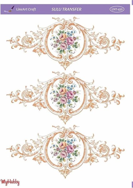 LNT450 Çerçeve Içinde Çiçek Desenli Açık Zemin Sulu Transfer 25*35 cm