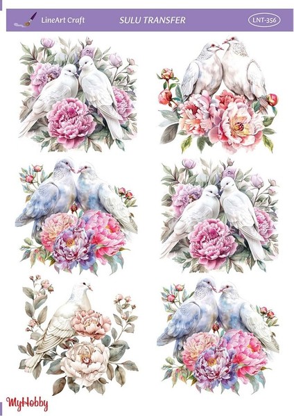 Lnt 356 Güvercin Çift Desenli Açık Zemin Sulu Transfer 25*35 cm