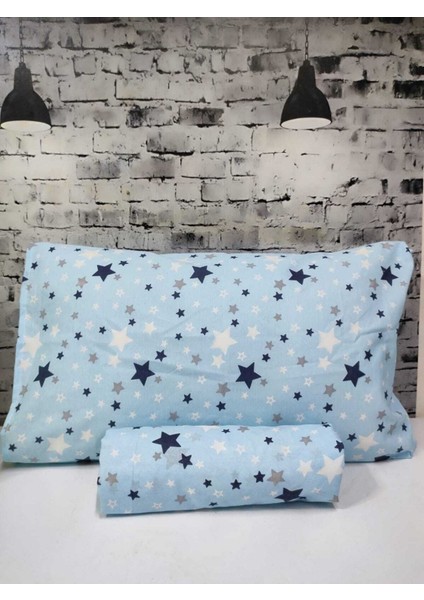 Pamuklu Kumaş Yıldız Desen Çift Kişilik Lastikli Çarşaf Takımı