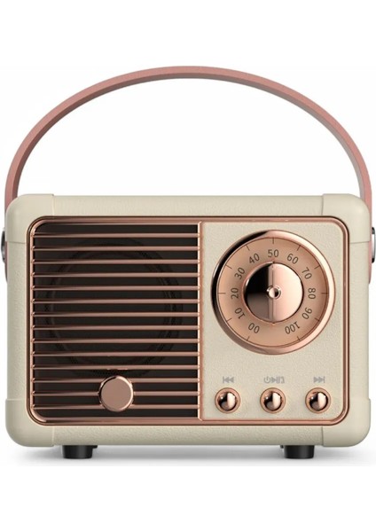 Bluetooth Hoparlör Kablosuz Taşınabilir Speaker Retro Krem DB-HM11 Bella
