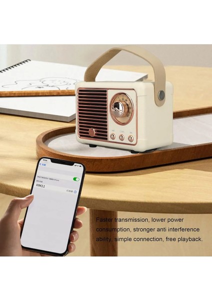 Bluetooth Hoparlör Kablosuz Taşınabilir Speaker Retro Krem DB-HM11 Bella modelleri