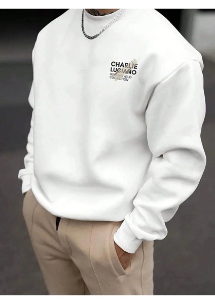 Charlie Lucino Baskılı Kapuşonlu Sweatshirt - Caglisa