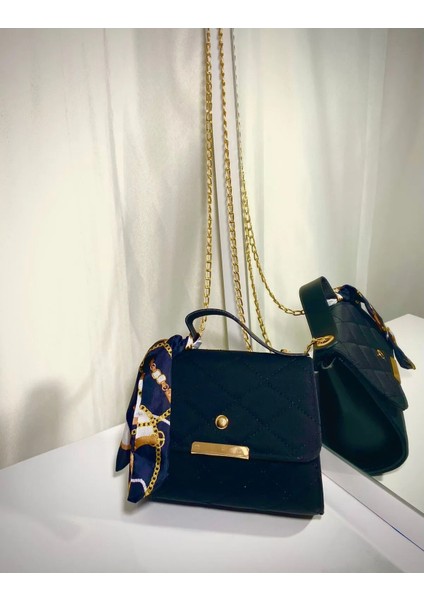 Fularlı Zincirli Mini Omuz Çantası