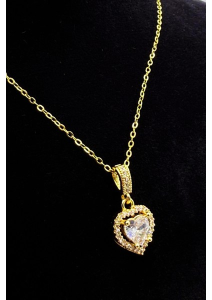 Işıltılı Kalp Taşlı Kolye