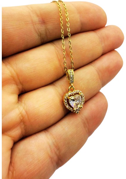 Işıltılı Kalp Taşlı Kolye fiyatları