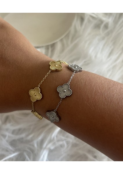Badelis Çelik Gold Beşli Yonca Bileklik indirimleri