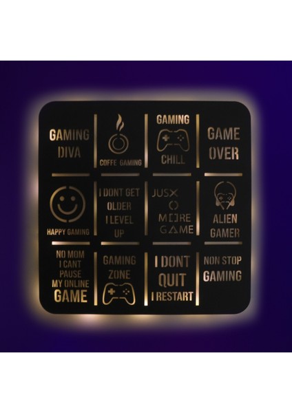 LED Işıklı Gameing Diva Dekoratif Tablo Oyun Odası Duvar Dekorlu Gece Lambası