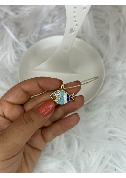 Badelis Çelik Gold Balık Figürlü Renkli Taşlı Kolye indirimleri