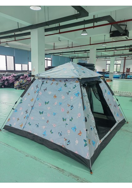 Kelebek Desenli 6 Kişilik Otomatik Tenteli Kamp Çadırı 240X240X160CM