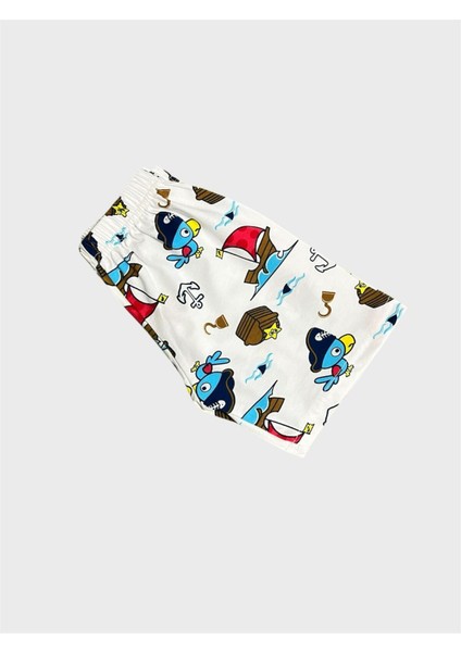 Erkek Çocuk %100 Pamuklu Beyaz Yelken Balık Desenli Kısa Kollu Şortlu Yazlık Pijama Takımı fırsatları