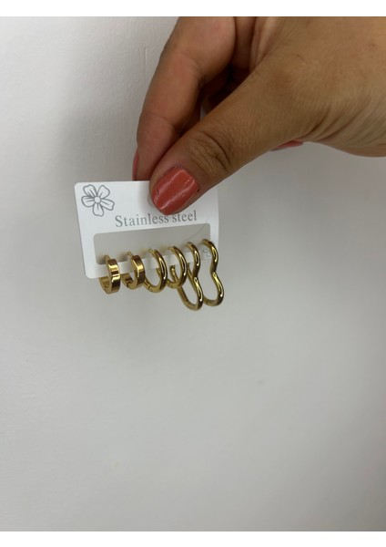 Badelis Çelik Üç Ayrı Model Gold Çoklu Küpe fiyatları