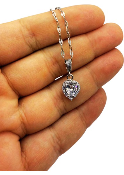 Aşkın Işıltısı Kalp Taşlı Kolye fiyatları