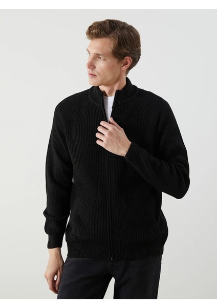 Standart Kalıp Dik Yaka Erkek Triko Hırka (W5)