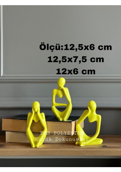 3’lü Takım Dekoratif Soyut Insan Biblo-Dekor-Heykel-Kitaplık Süsü-Ofis ve Ev Dekorasyon modelleri