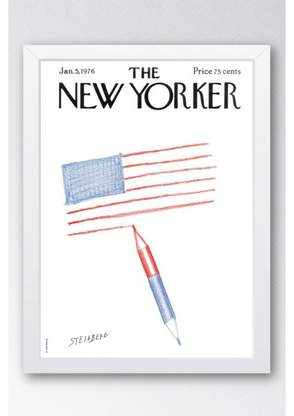 The New Yorker Çerçeveli Tablo January 5 1976 - Iki Yüzüncü Yıl Bayrağı Tablosu