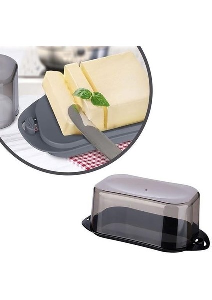 Kilitli Plastik Kapaklı Kahvaltılık Tereyağlık Peynirlik Erzak Saklama Kabı AP-9428