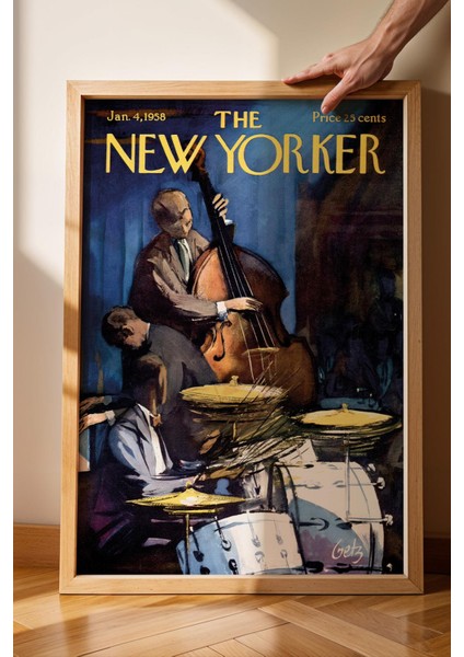 The New Yorker Çerçeveli Tablo January 4 1958 - Jazz Trio Caz Üçlüsü Tablosu fiyatları
