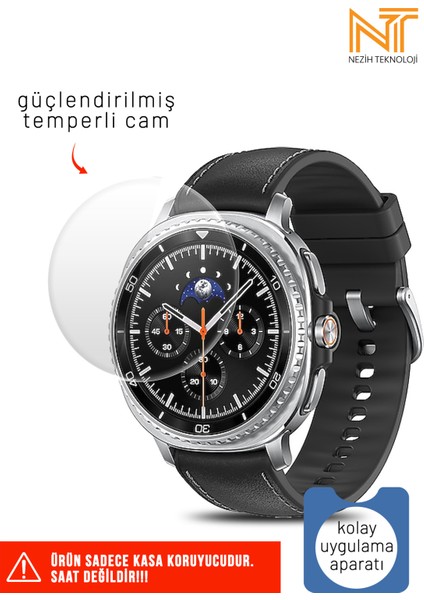 Samsung Galaxy Watch 8 Classic 46MM Uyumlu Kolay Uygulama Aparatlı Temperli Cam Ekran Koruyucu