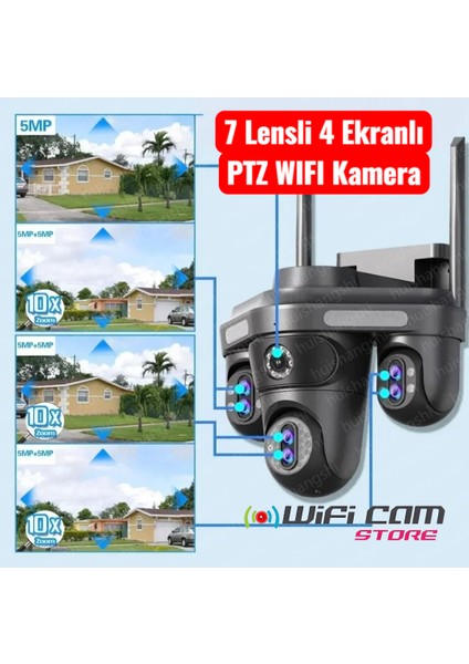 7 Lensli Zoomlu Güvenlik Kamerası 4 Görüntü 10X Zoom Yan Kameralar ve Ana Kamera Motorize Mobil Kontrol fiyatları