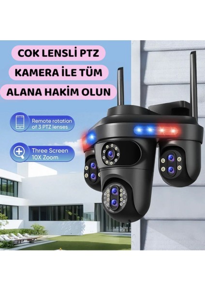 7 Lensli Zoomlu Güvenlik Kamerası 4 Görüntü 10X Zoom Yan Kameralar ve Ana Kamera Motorize Mobil Kontrol modelleri