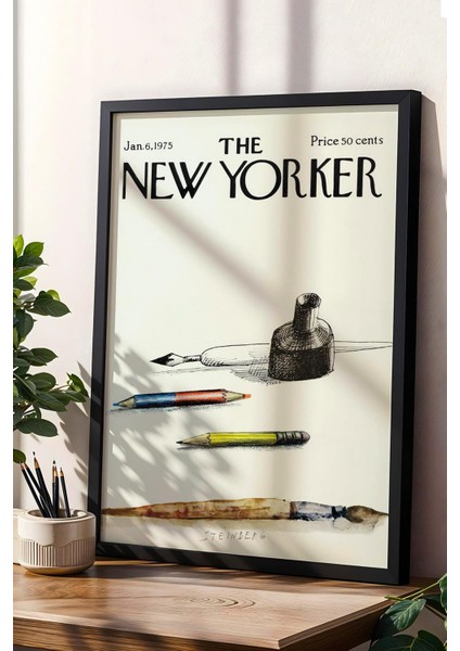 The New Yorker Çerçeveli Tablo January 6 1975 - Çizim Aletleri Tablosu