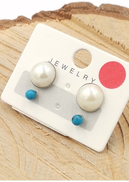 Renkli Kararmaz Mavi Figürlü Lüks Küpe