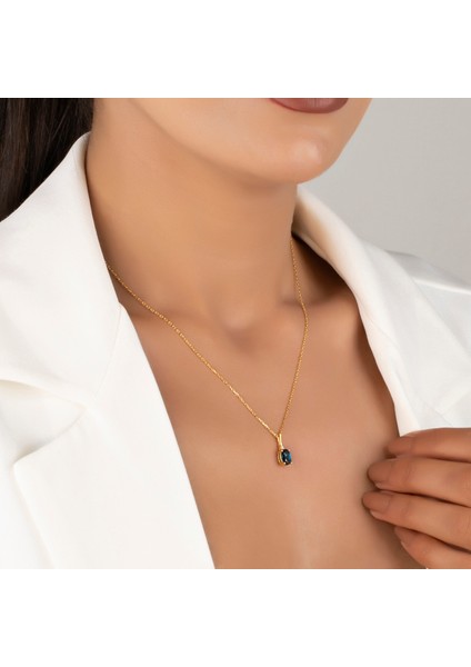 925 Ayar Gümüş Gerçek Pırlantalı Oval Safir Kolye, Kadınlar Için Doğum Günü Hediyesi, Kız Arkadaş Için Özel Gün Hediyesi fırsatları