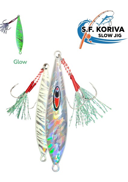 Koriva Slow Jig 80G- Glow - Akya Sinarit Lahos Trança Antenli Mercan Gibi Balık Avları Için Jig