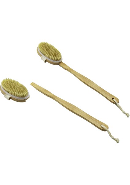 2in1 Kullanım = Ahşap Saplı - Ele Geçmeli Sırt Kesesi - Duş Fırçası Fırça:6 x 12CM + Sap:26.5cm =38.5cm (5051)