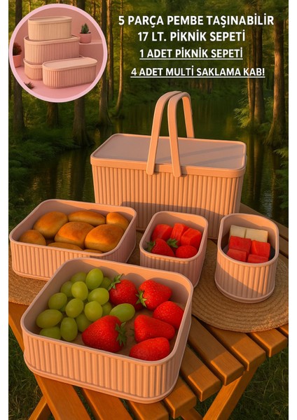 5 Parça Taşınabilir Piknik ve Saklama Seti – 17 Lt Sepet + 4 Multi Kap fırsatları