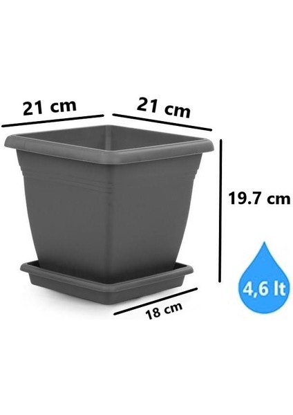 SO-VK01 Villa Kare Tabaklı Saksı Takımı 4.6 Lt Antrasit 6 Adet fiyatları
