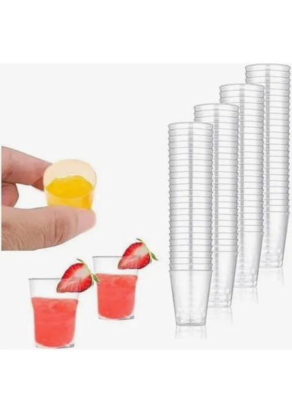 Şerbet Bardağı - 50 Adet Sert Plastik Mika Shot Bardağı