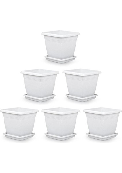 SO-VK01 Villa Kare Tabaklı Saksı Takımı 4.6 Lt Kirli Beyaz 6 Adet