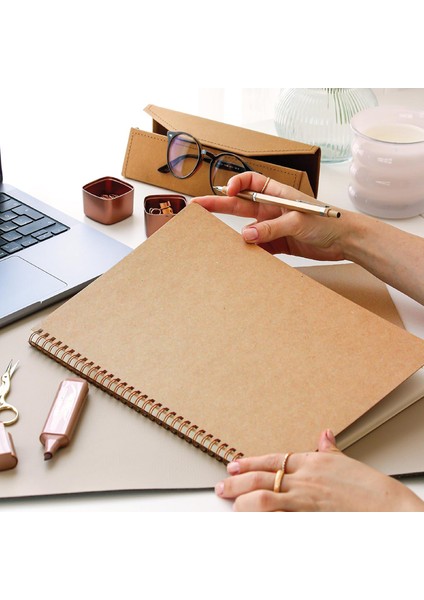 Kraft Karton Kapak 70 Yaprak 110 Gram Noktalı Not Defteri