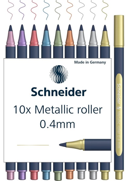 ML05011503 Metalik Tükenmez Kalem 10'lu Set (Çizgi Kalınlığı 0,4 Mm, Yüksek Metalik Mürekkep, Hızlı Kuruyan,%88 Biyo Tabanlı Plastik Gövde) 10 Adet Çeşitli Renklerde