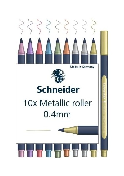 ML05011503 Metalik Tükenmez Kalem 10'lu Set (Çizgi Kalınlığı 0,4 Mm, Yüksek Metalik Mürekkep, Hızlı Kuruyan,%88 Biyo Tabanlı Plastik Gövde) 10 Adet Çeşitli Renklerde modelleri