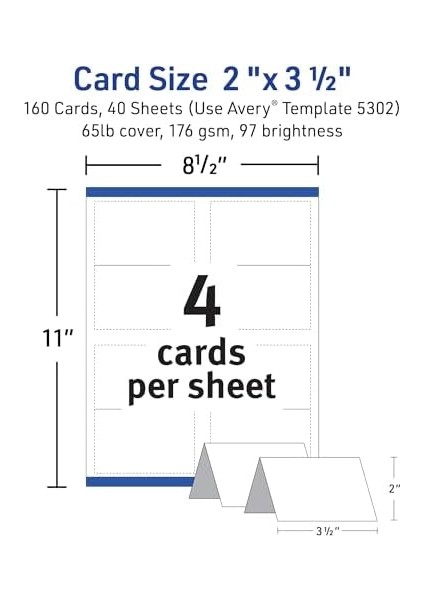 5302 Küçük Çadır Kart, Beyaz, 2 x 3 1/2, 4 Kart/(Box 160) modelleri