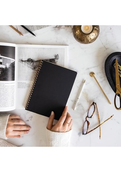 Siyah Kraft Karton Kapak 70 Yaprak 110 Gram Çizgili Not Defteri modelleri