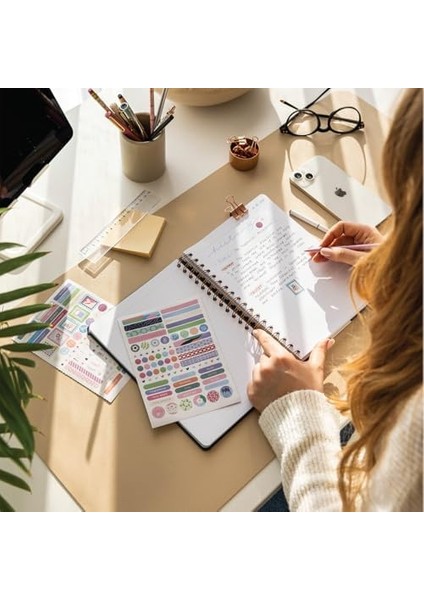 17X24 Spiralli Lastikli Sert Kapak Çizgili Not Defteri Çok Renkli Çiçekler fiyatları