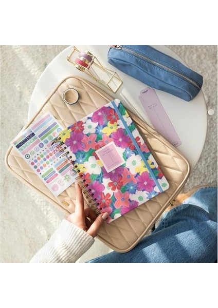 17X24 Spiralli Lastikli Sert Kapak Çizgili Not Defteri Çok Renkli Çiçekler modelleri