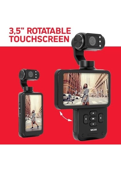 Realimove MC3X Mini Kamera, Stabilize, 3 Eksenli, Full-Hd Video, LCD Ekran, Wifi Bağlantısı, Lityum Pil, Siyah modelleri